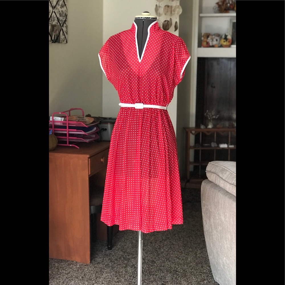 Vintage Red & White Polka Dot Dress